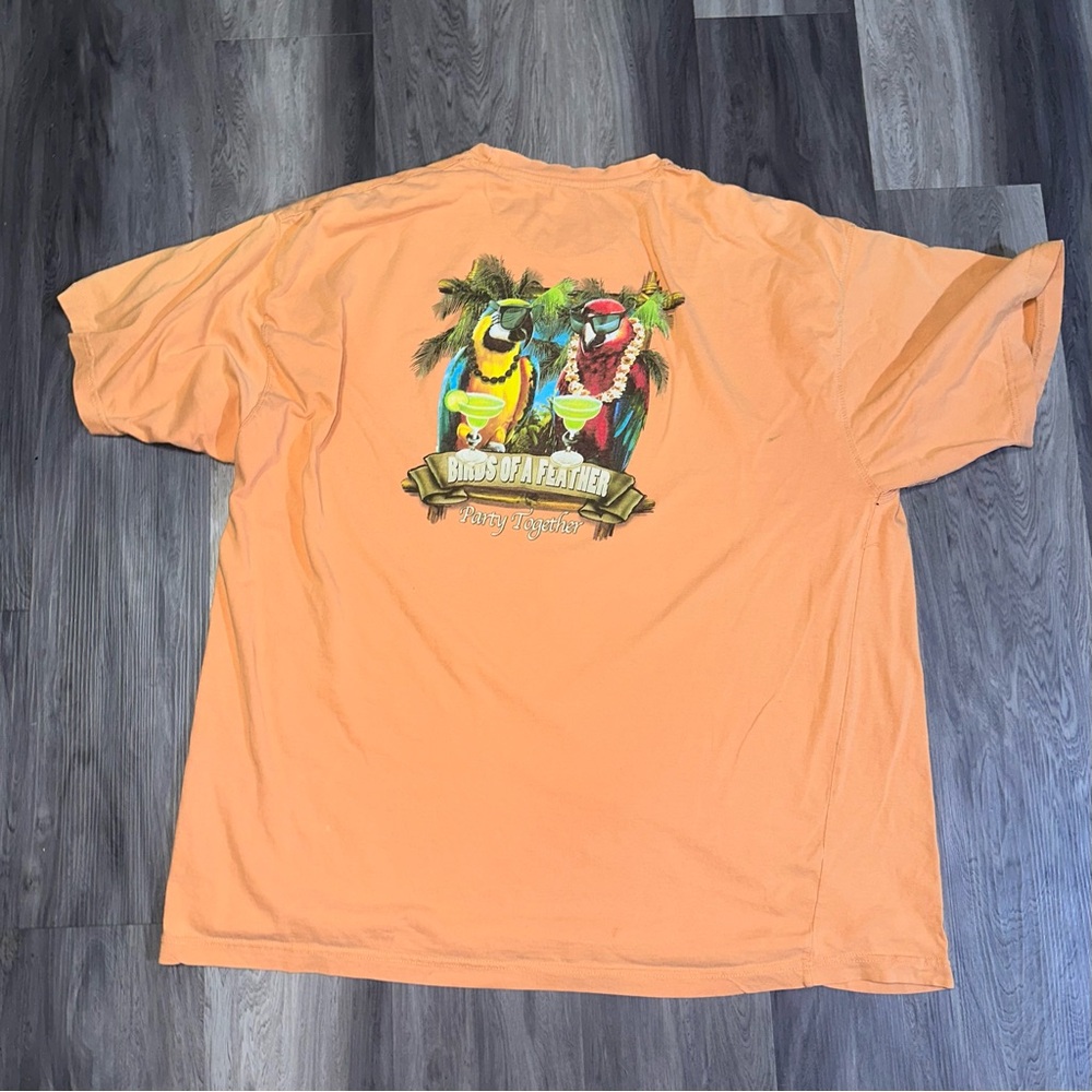 Newport Blue Birds of a Feather Party Together Parrot T Shirt Orange Size 4X HTF